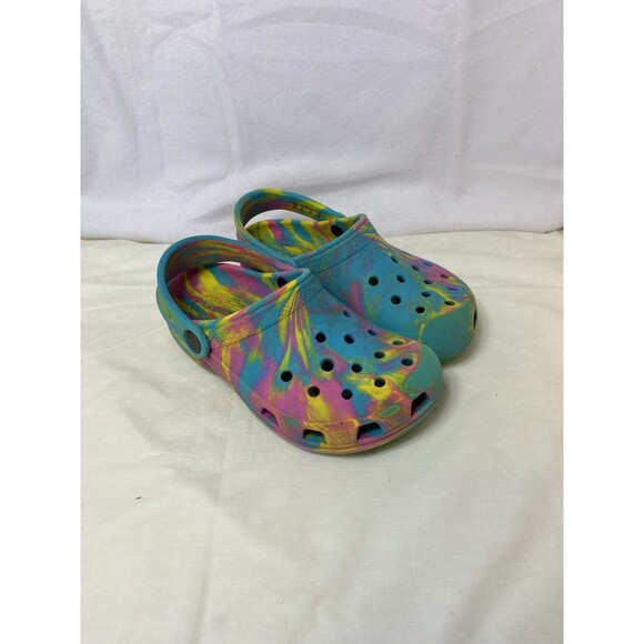 Crocs Kid's Unisex Classic Marbled Clog Digital Aqua/Multi J1 - Picture 1 of 5
